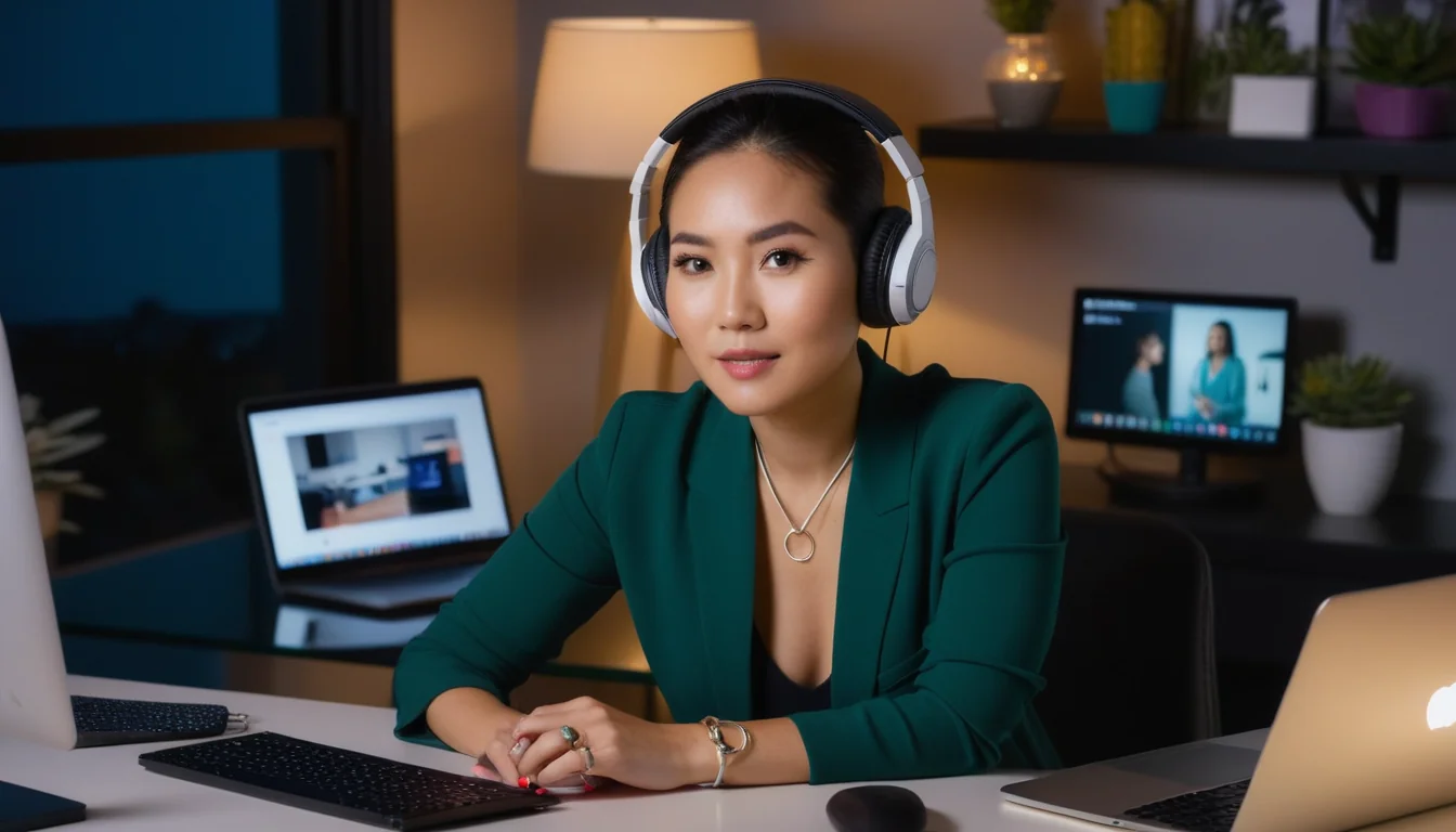 Content creator building her brand at her home studio